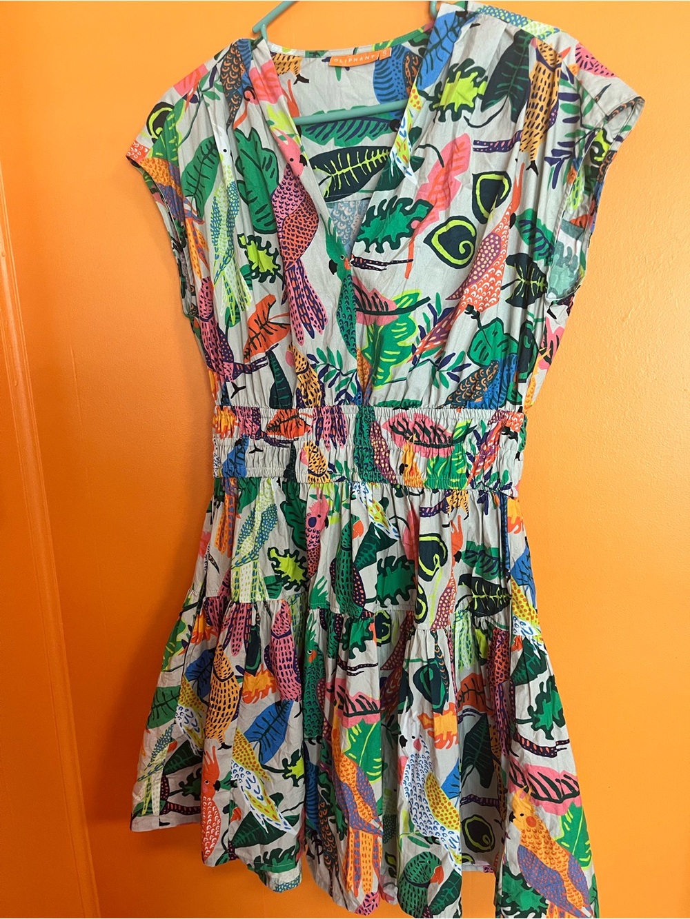 Oliphant Multicolor Bird Print Summer Dress Size Small